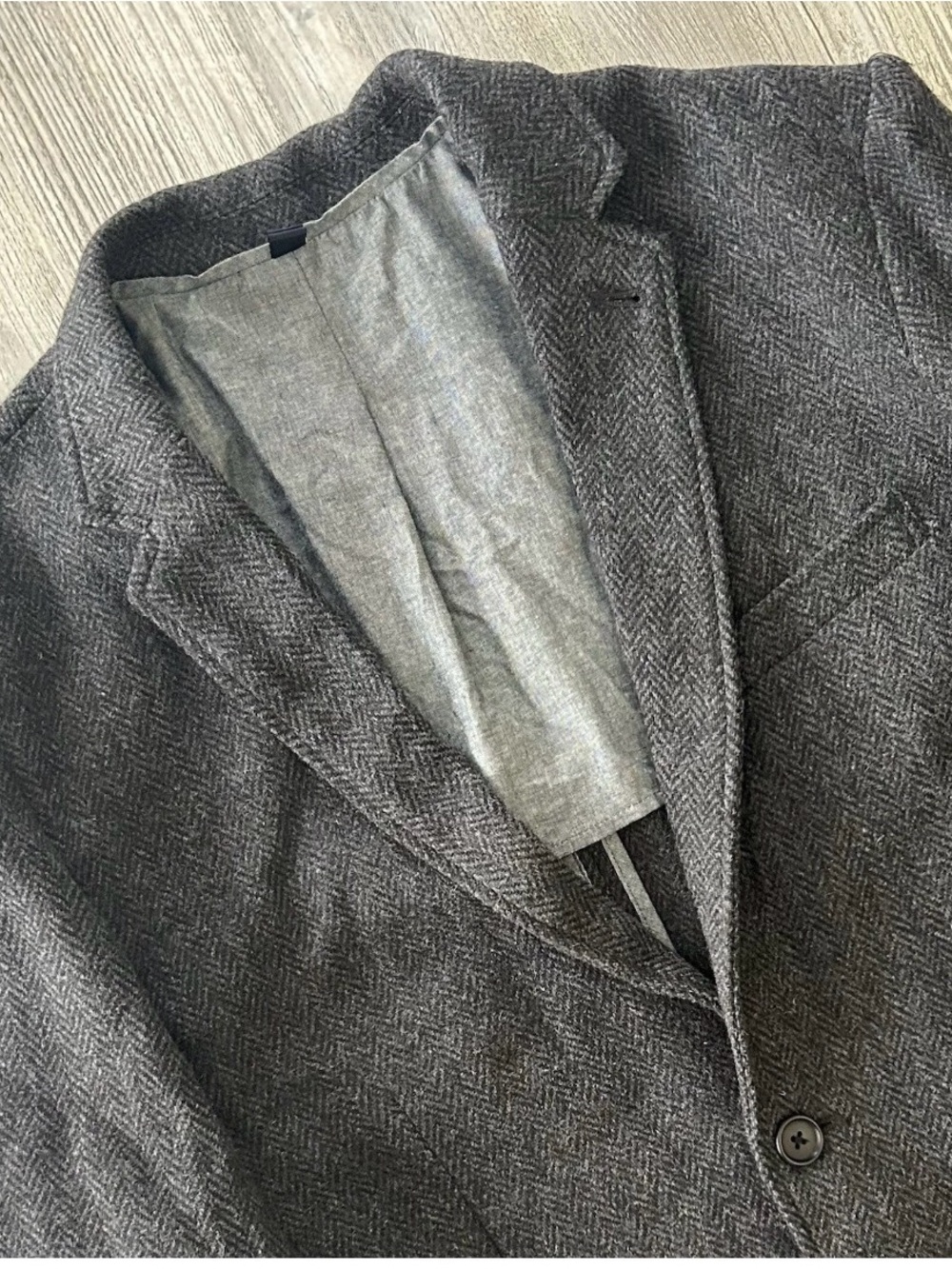 Vintage J.Crew Ludlow Wool Herringbone Blazer 40R Charcoal Gray